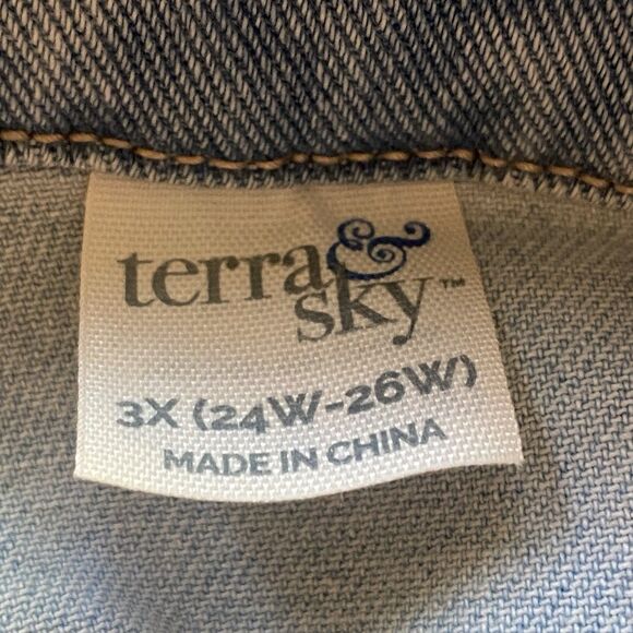 Terra & Sky Women’s Plus Size Blue Denim Shirt Dress Button Front Pockets NWT - Picture 3 of 13